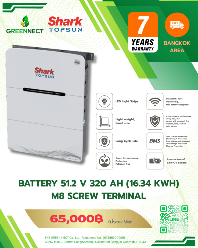 Battery 51.2 V 320 Ah (16.34 kWh)